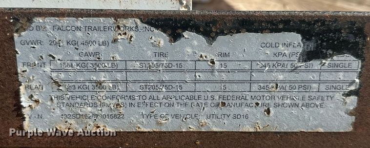 image for item DO1753 2007 Falcon Trailerworks generator