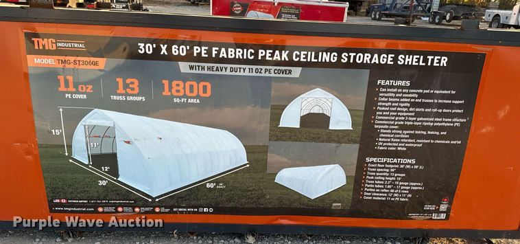 image for item DU9532 TMG Industrial TMG-ST3060E Peak Ceiling Storage Shelter