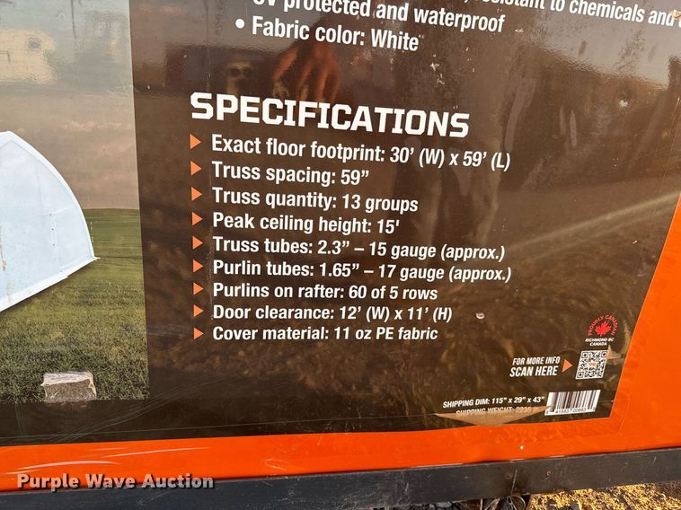 image for item DU9532 TMG Industrial TMG-ST3060E Peak Ceiling Storage Shelter