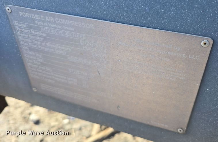 image for item DV0010 2017 Atlas Copco XATS 400 PE JD7 IT4 EB air compressor