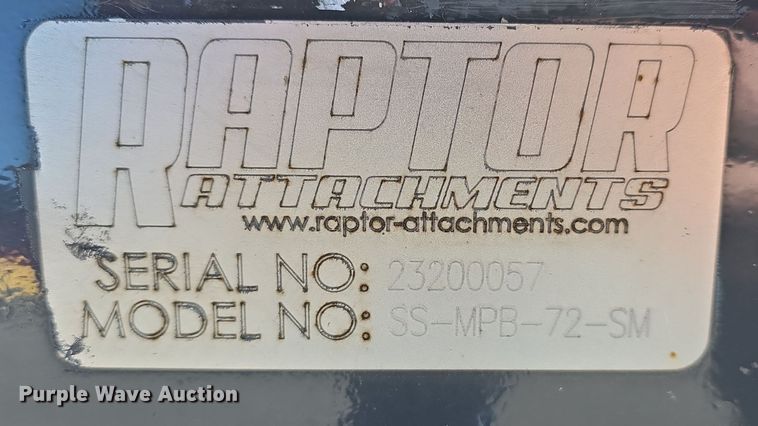 image for item DV0015 2023 Raptor Attachments SS-MPB-72-SM skid steer bucket