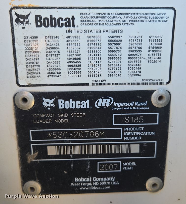 image for item DV6560 2007 Bobcat S185 skid steer loader