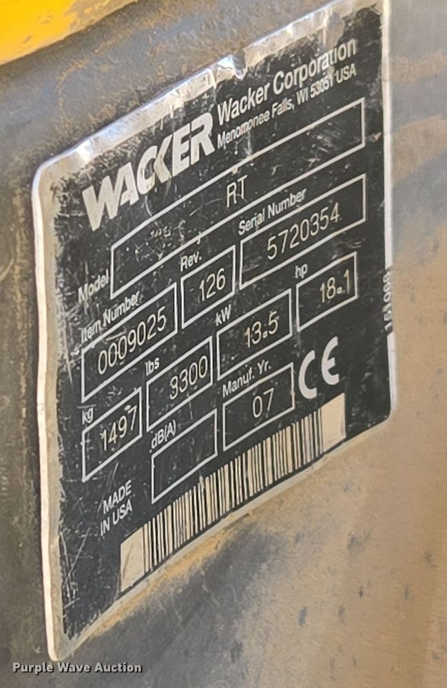 image for item DV6562 2007 Wacker RT trench compactor