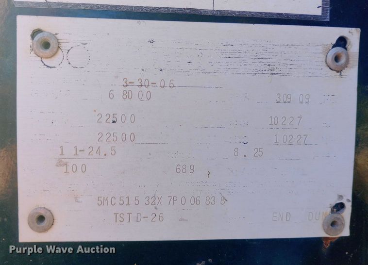 image for item DW0838 2007 CPS end dump trailer