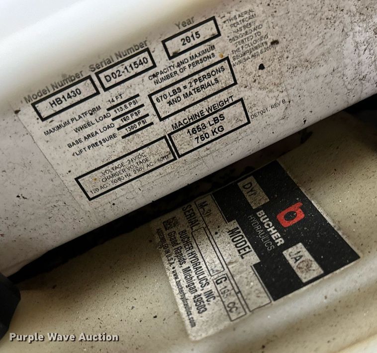 image for item DW2382 2015 HY-BRID HB-1430 scissor lift