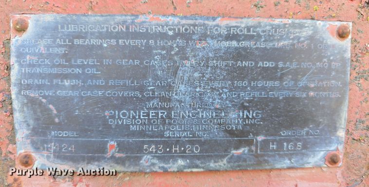 image for item DW3957 Pioneer Engineering 5239 roll crusher