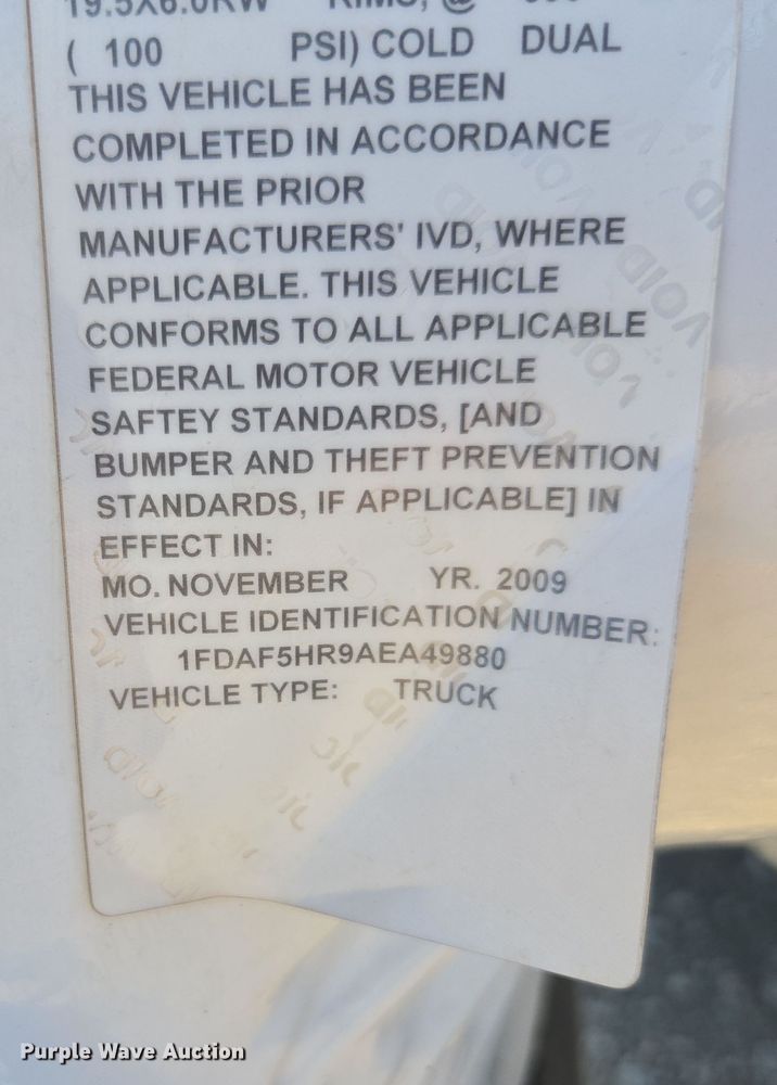 image for item EE7839 2010 Ford F550 Super Duty XL truck cab and chassis