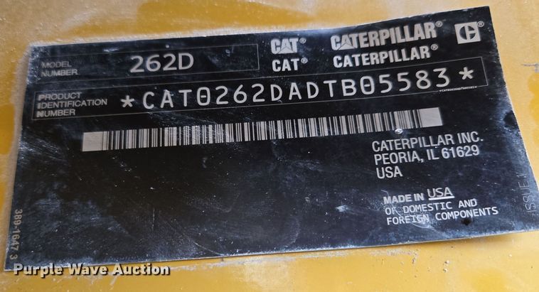 image for item EE8708 2016 Caterpillar 262D skid steer loader