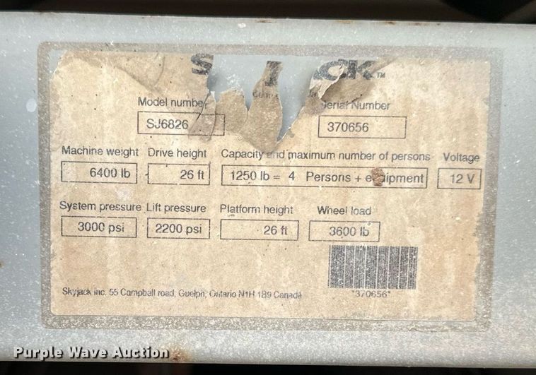 image for item EG6805 Skyjack SJ6826 scissor lift