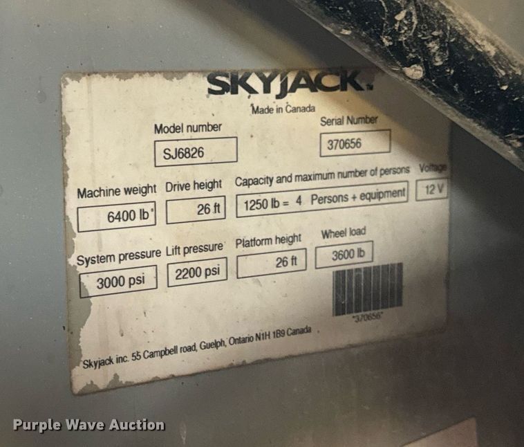 image for item EG6805 Skyjack SJ6826 scissor lift