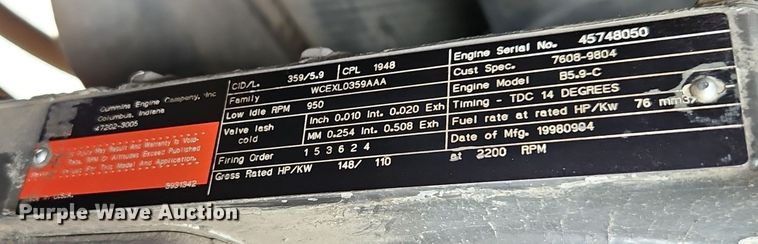 image for item EI8509 1999 Badger 1085C wheeled excavator