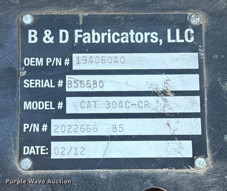 image for item EJ3145 B&D Fabricators CAT 304C-CR excavator coupler