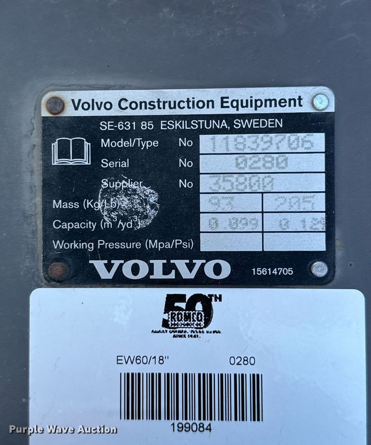 image for item EJ3148 Volvo EW60 excavator bucket