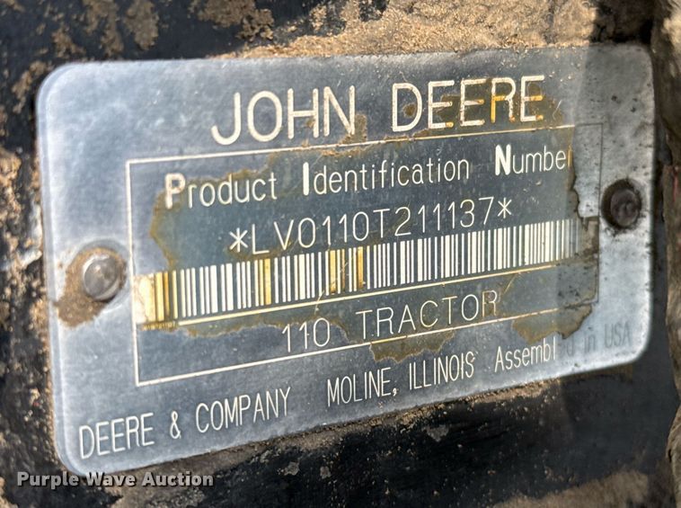 image for item EJ3174 2003 John Deere 110 backhoe