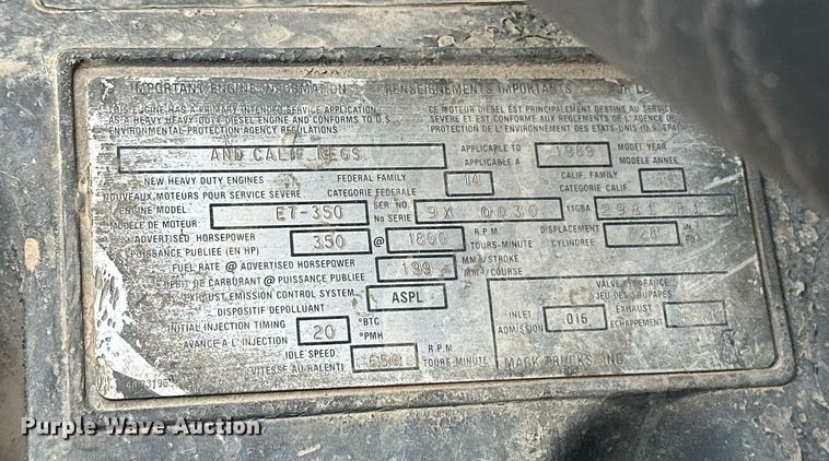 image for item EJ5080 1998 Mack CH600GK dump truck