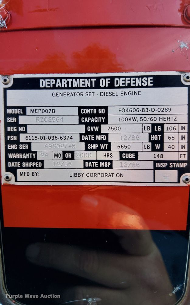 image for item EK3640 Libby MEP007B generator