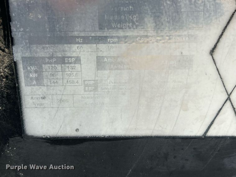 image for item EK3659 2005 Ingersoll Rand G120 generator