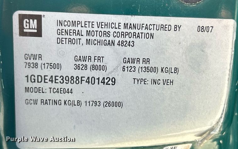 image for item EK3695 2008 GMC C4500 Crew Cab utility / service truck