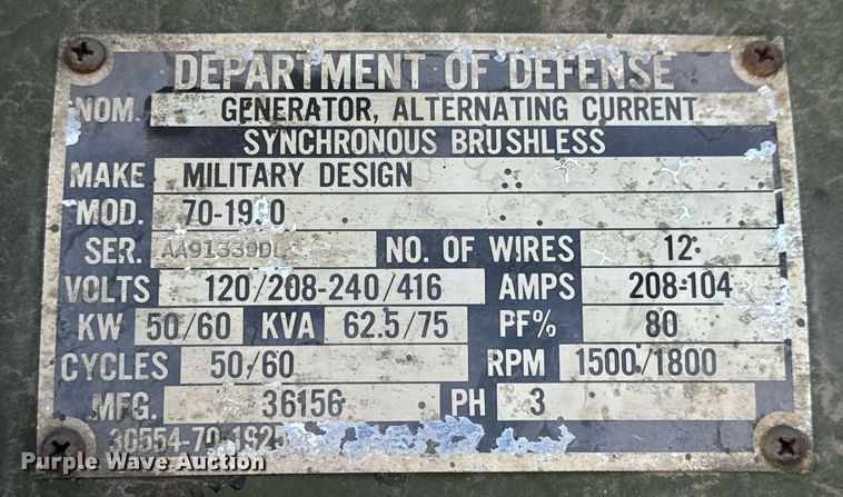 image for item MS9865 1983 Fermont MEP-006A generator