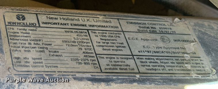 image for item MS9945 1999 New Holland 655E backhoe