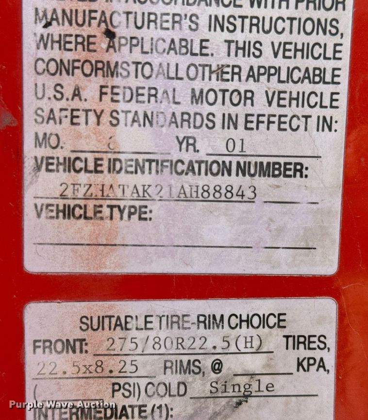 image for item MS9950 2001 Sterling LT7500 dump truck