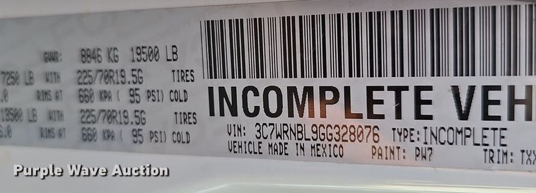 image for item OJ9027 2016 Dodge Ram 5500 truck cab and chassis