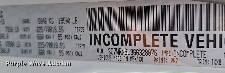 image for item OJ9027 2016 Dodge Ram 5500 truck cab and chassis