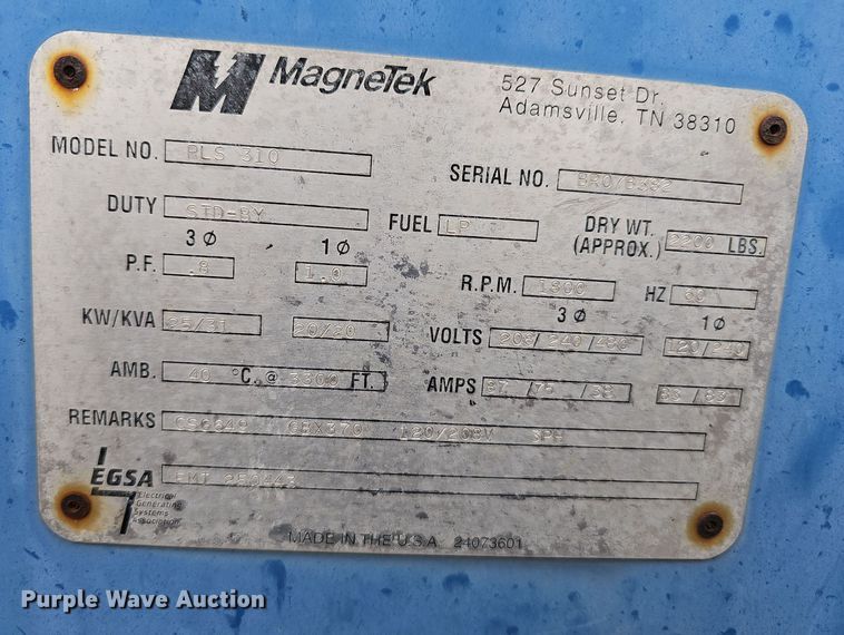 image for item OJ9039 Magnetek RLS310 generator