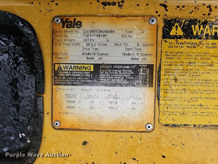 image for item OJ9054 Yale GLC060TGNUAE084 forklift