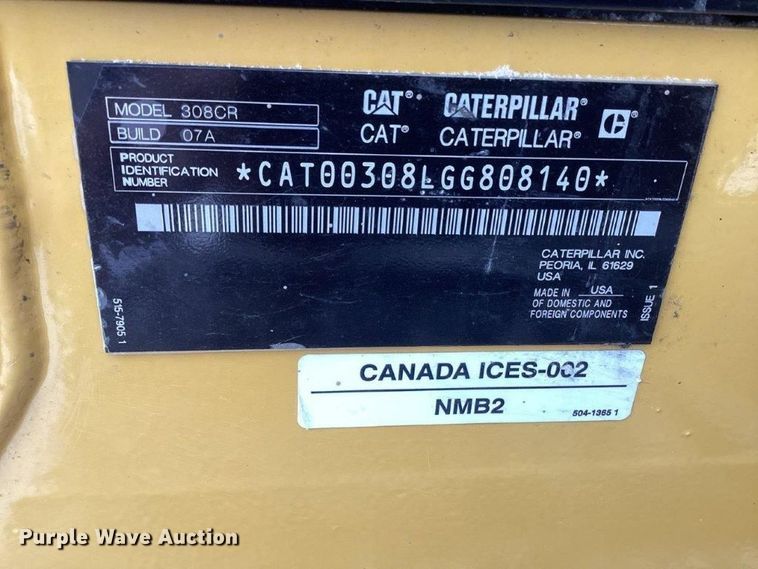 image for item YA0055 2023 Caterpillar 308CR mini excavator