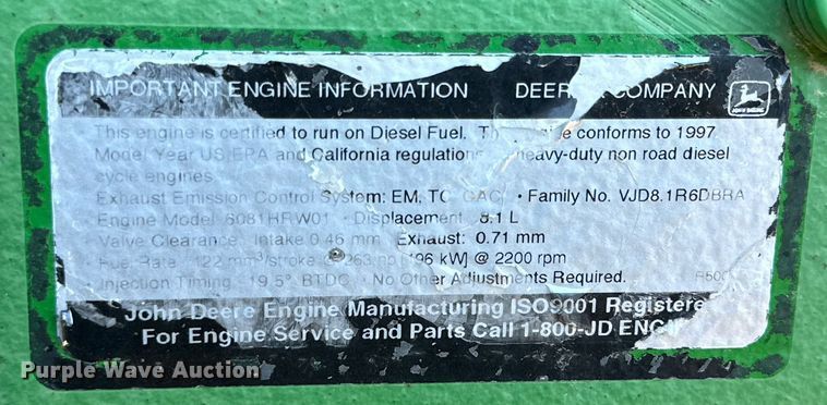image for item DP5970 1995 John Deere 8400 MFWD tractor