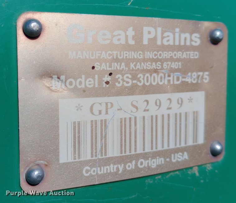 image for item DQ3172 2013 Great Plains 3S-3000HD-4875 grain drill