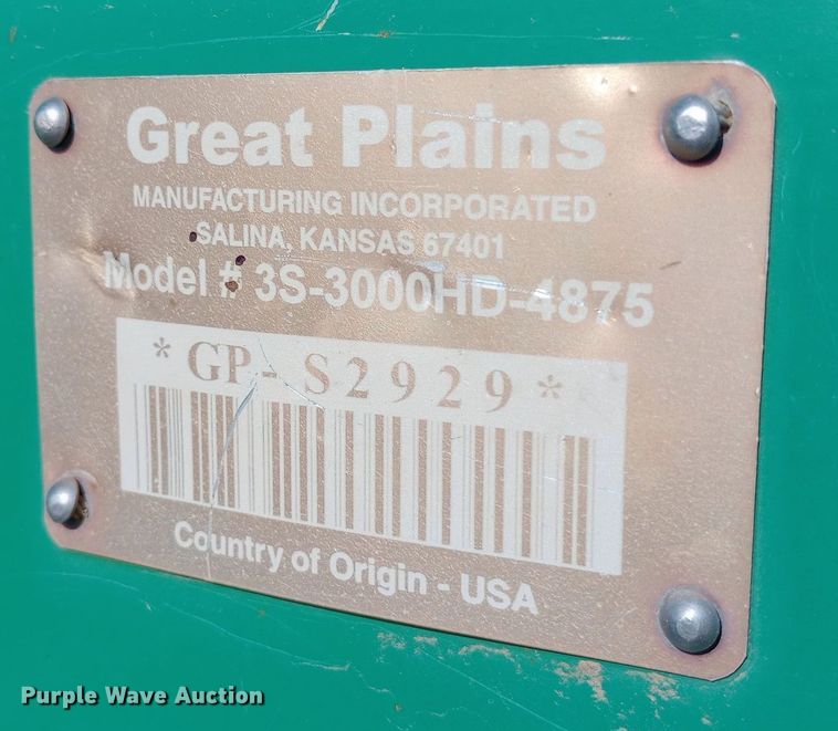 image for item DQ3172 2013 Great Plains 3S-3000HD-4875 grain drill