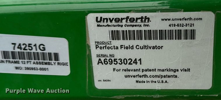 image for item DS3136 Unverferth Perfecta 12 field cultivator