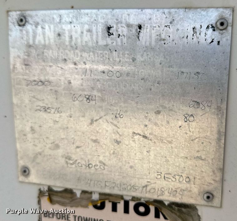 image for item DS3260 2001 Titan equipment trailer