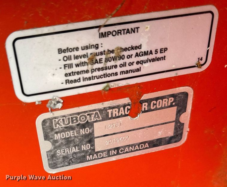 image for item DT2154 Kubota  B2781 snow blower