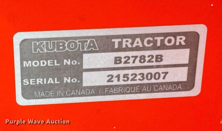 image for item DT2155 Kubota  B2782 snow blower