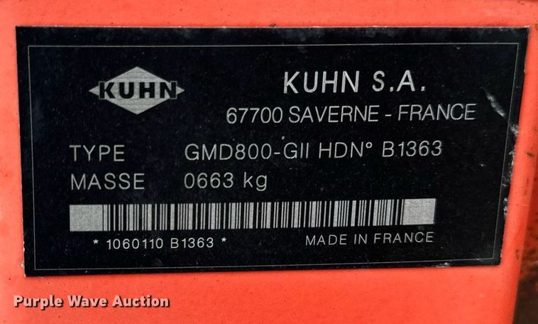 image for item EG6983 Kuhn Krause GMD 800 GII HD disc mower