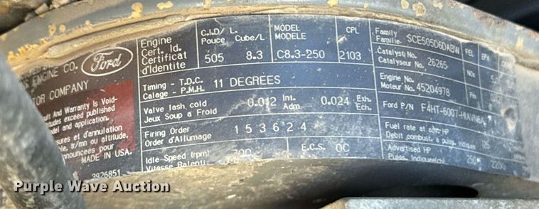 image for item MS9986 1995 Ford L8000 grain truck