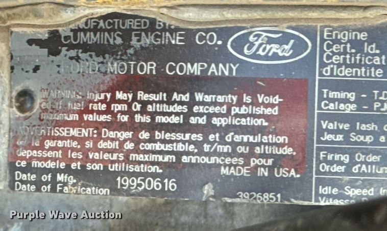 image for item MS9986 1995 Ford L8000 grain truck