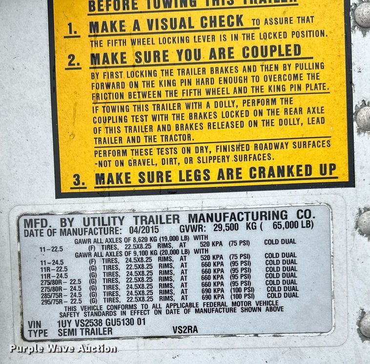 image for item DN0865 2016 Utility VS2RA refrigerated van trailer