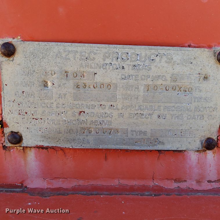 image for item DO1758 1978 Aztec FCB-LB drop deck oilfield trailer 