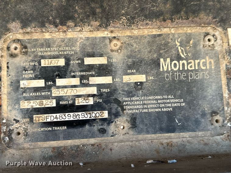 image for item DO1760 2008 Monarch drop deck oilfield trailer 