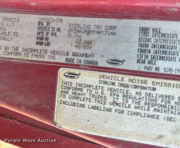 image for item DX3771 2000 Sterling LT7500 oil distributor truck