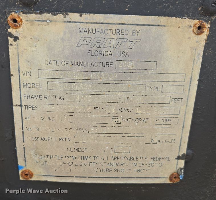 image for item EE7903 2001 Pratt container trailer