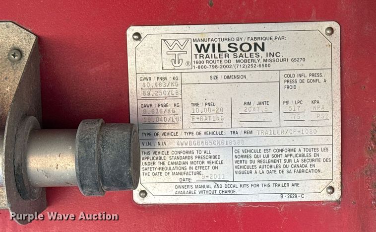 image for item EG7881 2012 Wilson CF1080 flatbed trailer