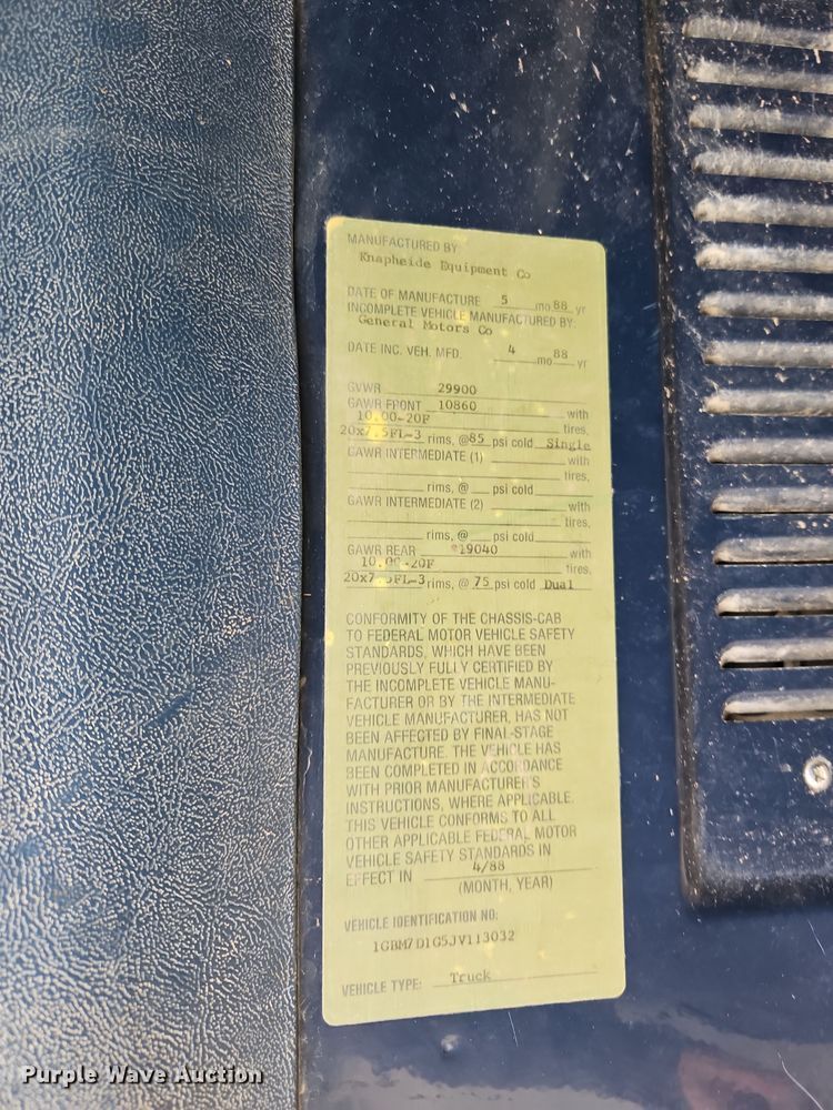 image for item EI8554 1988 Chevrolet Kodiak utility / service truck