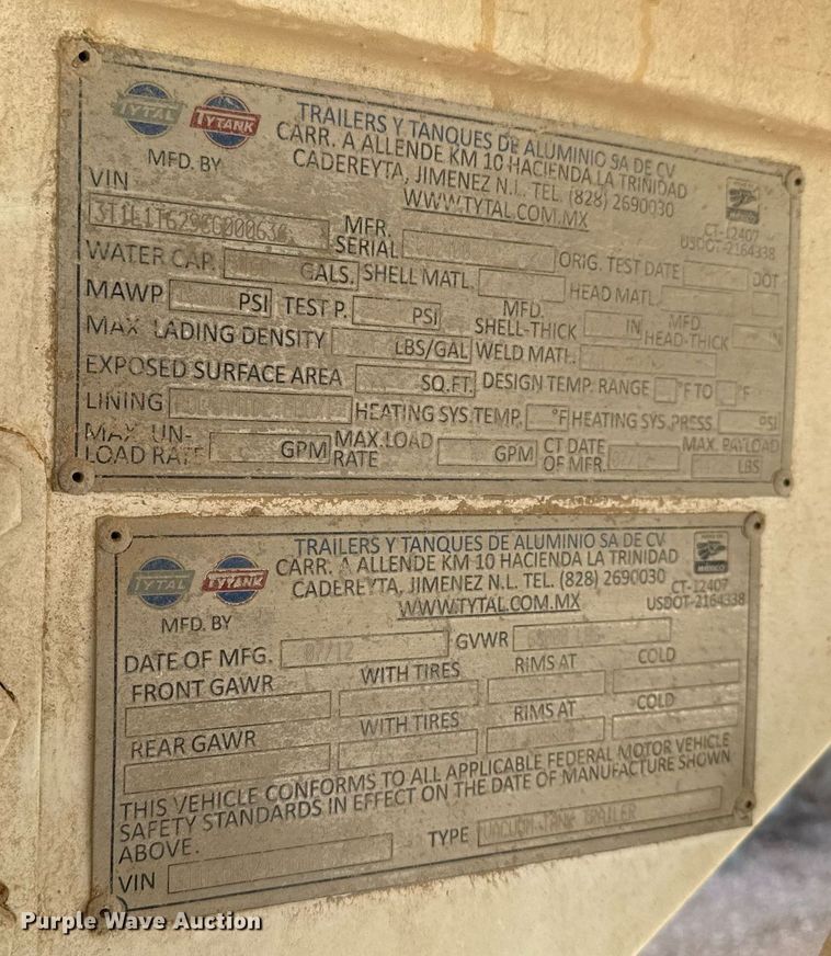 image for item EJ3198 2012 Tytal vacuum trailer