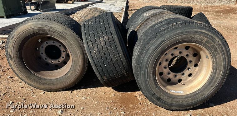 image for item EJ5055 (8) Yokohama 445/50R22.5 tires and wheels