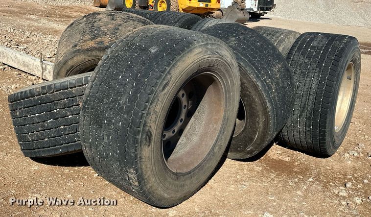 image for item EJ5055 (8) Yokohama 445/50R22.5 tires and wheels